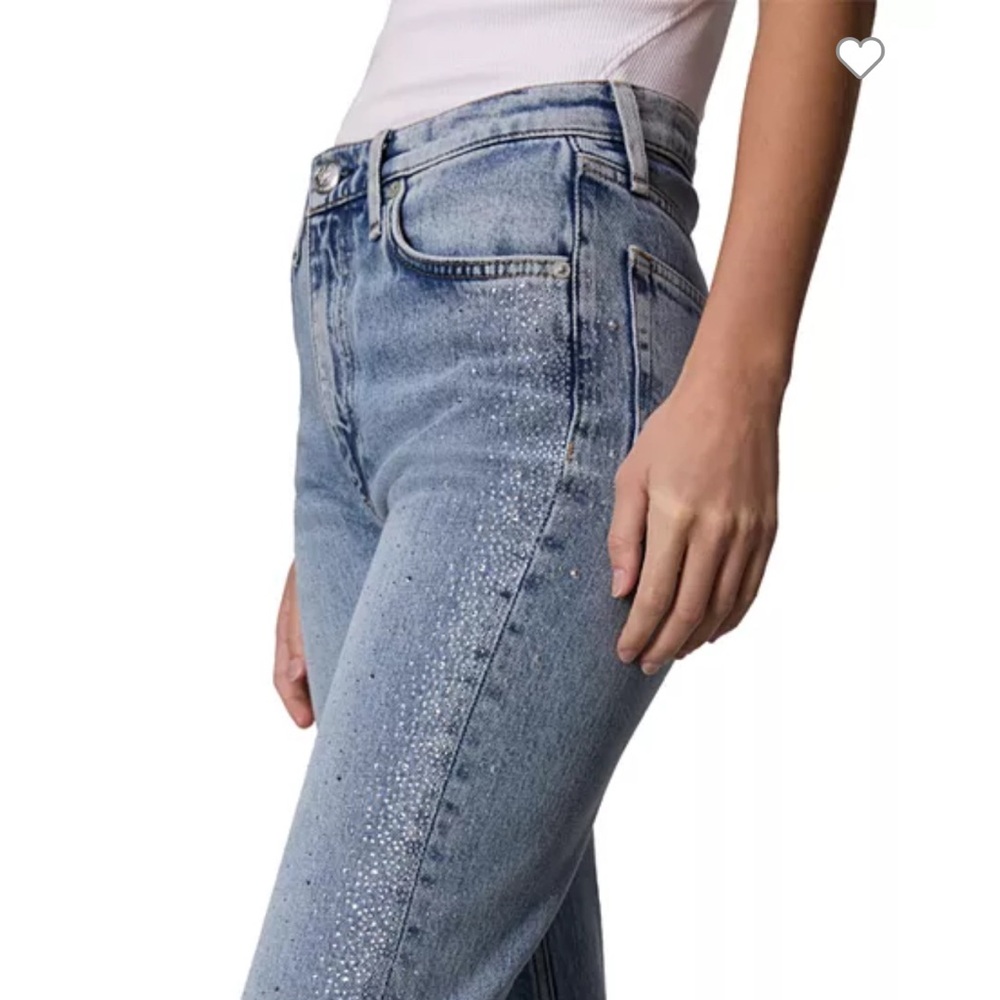 Rag & Bone The Harlow- Mid Rise Ankle Straight Jeans- Jeweled